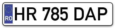 Placuta inmatriculare numar auto  HR-785-DAP, HR 785 DAP, HR785DAP