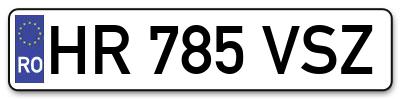 Placuta inmatriculare numar auto  HR-785-VSZ, HR 785 VSZ, HR785VSZ
