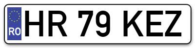 Placuta inmatriculare numar auto  HR-79-KEZ, HR 79 KEZ, HR79KEZ