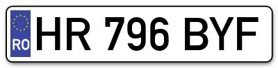 Placuta inmatriculare numar auto  HR-796-BYF, HR 796 BYF, HR796BYF