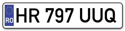 Placuta inmatriculare numar auto  HR-797-UUQ, HR 797 UUQ, HR797UUQ