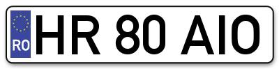 Placuta inmatriculare numar auto  HR-80-AIO, HR 80 AIO, HR80AIO