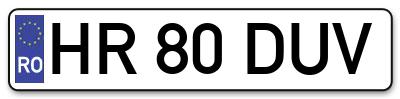 Placuta inmatriculare numar auto  HR-80-DUV, HR 80 DUV, HR80DUV