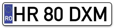 Placuta inmatriculare numar auto  HR-80-DXM, HR 80 DXM, HR80DXM