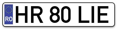 Placuta inmatriculare numar auto  HR-80-LIE, HR 80 LIE, HR80LIE