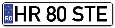 Placuta inmatriculare numar auto  HR-80-STE, HR 80 STE, HR80STE