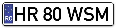 Placuta inmatriculare numar auto  HR-80-WSM, HR 80 WSM, HR80WSM