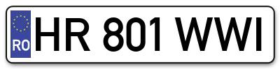 Placuta inmatriculare numar auto  HR-801-WWI, HR 801 WWI, HR801WWI
