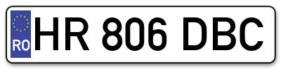 Placuta inmatriculare numar auto  HR-806-DBC, HR 806 DBC, HR806DBC