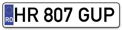 Placuta inmatriculare numar auto  HR-807-GUP, HR 807 GUP, HR807GUP