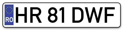 Placuta inmatriculare numar auto  HR-81-DWF, HR 81 DWF, HR81DWF