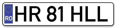 Placuta inmatriculare numar auto  HR-81-HLL, HR 81 HLL, HR81HLL