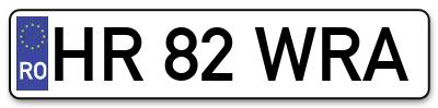 Placuta inmatriculare numar auto  HR-82-WRA, HR 82 WRA, HR82WRA