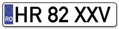 Placuta inmatriculare numar auto  HR-82-XXV, HR 82 XXV, HR82XXV