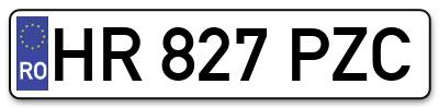 Placuta inmatriculare numar auto  HR-827-PZC, HR 827 PZC, HR827PZC