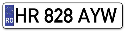 Placuta inmatriculare numar auto  HR-828-AYW, HR 828 AYW, HR828AYW