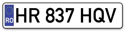 Placuta inmatriculare numar auto  HR-837-HQV, HR 837 HQV, HR837HQV