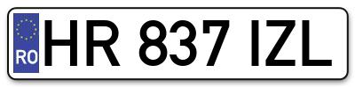 Placuta inmatriculare numar auto  HR-837-IZL, HR 837 IZL, HR837IZL