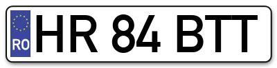 Placuta inmatriculare numar auto  HR-84-BTT, HR 84 BTT, HR84BTT