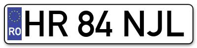 Placuta inmatriculare numar auto  HR-84-NJL, HR 84 NJL, HR84NJL