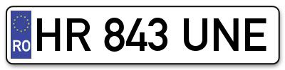 Placuta inmatriculare numar auto  HR-843-UNE, HR 843 UNE, HR843UNE