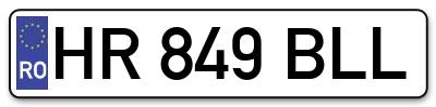 Placuta inmatriculare numar auto  HR-849-BLL, HR 849 BLL, HR849BLL