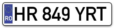 Placuta inmatriculare numar auto  HR-849-YRT, HR 849 YRT, HR849YRT