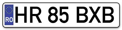 Placuta inmatriculare numar auto  HR-85-BXB, HR 85 BXB, HR85BXB