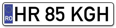 Placuta inmatriculare numar auto  HR-85-KGH, HR 85 KGH, HR85KGH