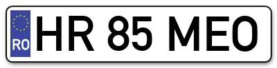 Placuta inmatriculare numar auto  HR-85-MEO, HR 85 MEO, HR85MEO