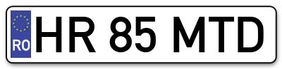 Placuta inmatriculare numar auto  HR-85-MTD, HR 85 MTD, HR85MTD