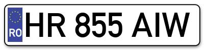 Placuta inmatriculare numar auto  HR-855-AIW, HR 855 AIW, HR855AIW