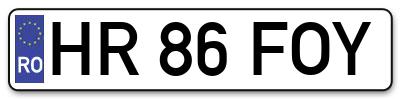 Placuta inmatriculare numar auto  HR-86-FOY, HR 86 FOY, HR86FOY