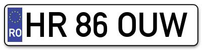 Placuta inmatriculare numar auto  HR-86-OUW, HR 86 OUW, HR86OUW