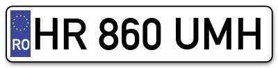 Placuta inmatriculare numar auto  HR-860-UMH, HR 860 UMH, HR860UMH