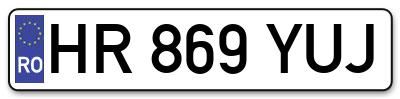 Placuta inmatriculare numar auto  HR-869-YUJ, HR 869 YUJ, HR869YUJ