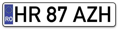 Placuta inmatriculare numar auto  HR-87-AZH, HR 87 AZH, HR87AZH