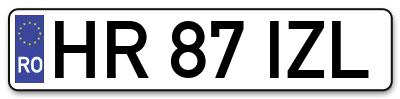 Placuta inmatriculare numar auto  HR-87-IZL, HR 87 IZL, HR87IZL