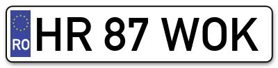 Placuta inmatriculare numar auto  HR-87-WOK, HR 87 WOK, HR87WOK