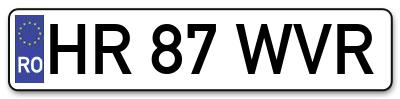 Placuta inmatriculare numar auto  HR-87-WVR, HR 87 WVR, HR87WVR