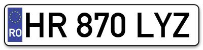 Placuta inmatriculare numar auto  HR-870-LYZ, HR 870 LYZ, HR870LYZ