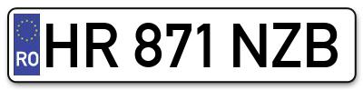 Placuta inmatriculare numar auto  HR-871-NZB, HR 871 NZB, HR871NZB