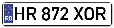 Placuta inmatriculare numar auto  HR-872-XOR, HR 872 XOR, HR872XOR