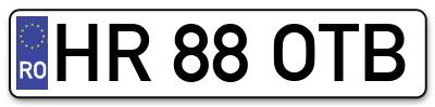 Placuta inmatriculare numar auto  HR-88-OTB, HR 88 OTB, HR88OTB