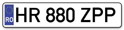 Placuta inmatriculare numar auto  HR-880-ZPP, HR 880 ZPP, HR880ZPP