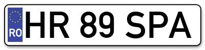 Placuta inmatriculare numar auto  HR-89-SPA, HR 89 SPA, HR89SPA