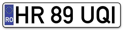Placuta inmatriculare numar auto  HR-89-UQI, HR 89 UQI, HR89UQI