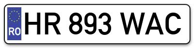 Placuta inmatriculare numar auto  HR-893-WAC, HR 893 WAC, HR893WAC