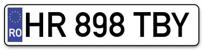 Placuta inmatriculare numar auto  HR-898-TBY, HR 898 TBY, HR898TBY