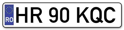 Placuta inmatriculare numar auto  HR-90-KQC, HR 90 KQC, HR90KQC